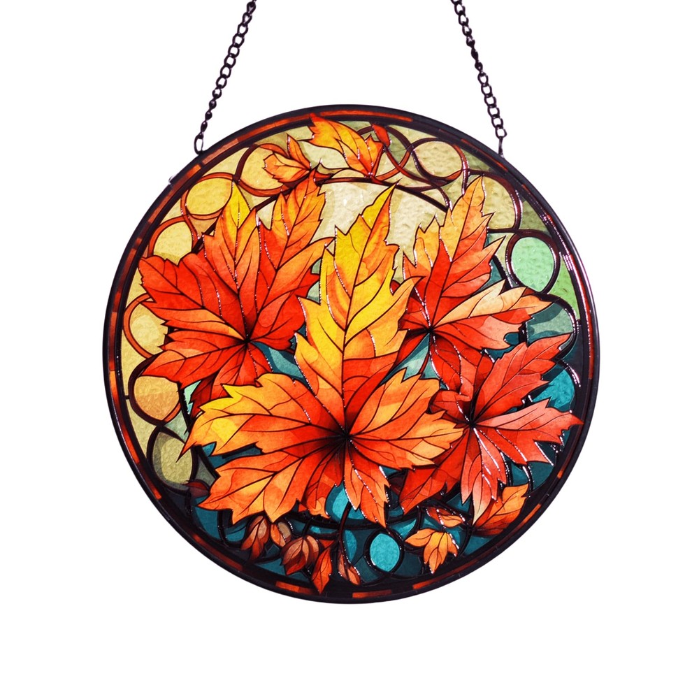 Autumn Stained Glass Window Hanging 8/20CM Maple Leaves Suncatchers for D