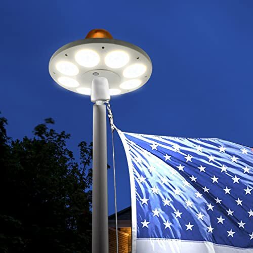 Flagpole Light Solar Powered, 136 LED Solar Flag Pole Light Dusk to Dawn 10H ...