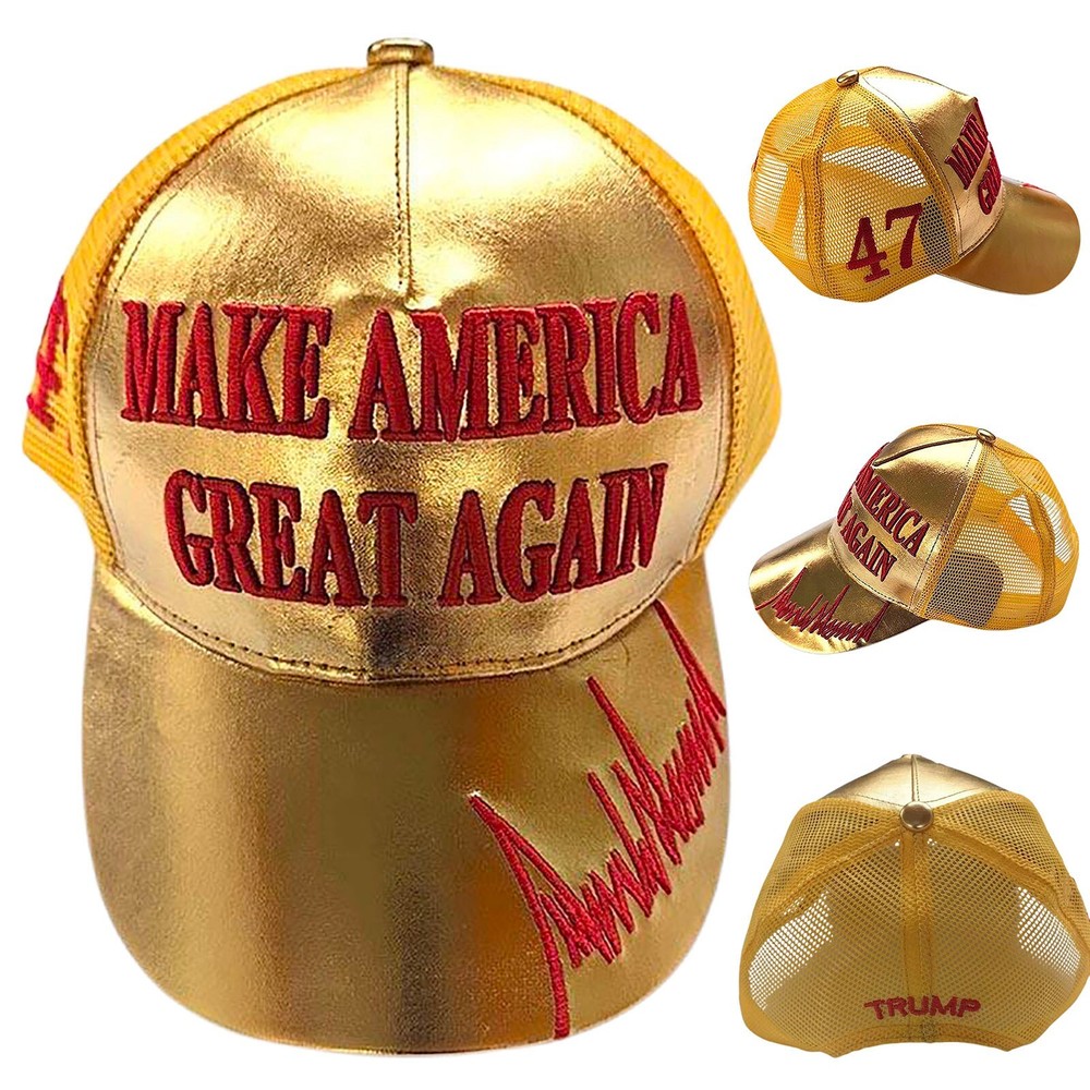 Trump 2024 Gold Hat MAGA Hat Donald Make America Great Again USA Baseball Cap