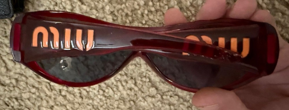 Miu Miu Cat Eye Woman Sunglasses Clear Transparent Red Damaged