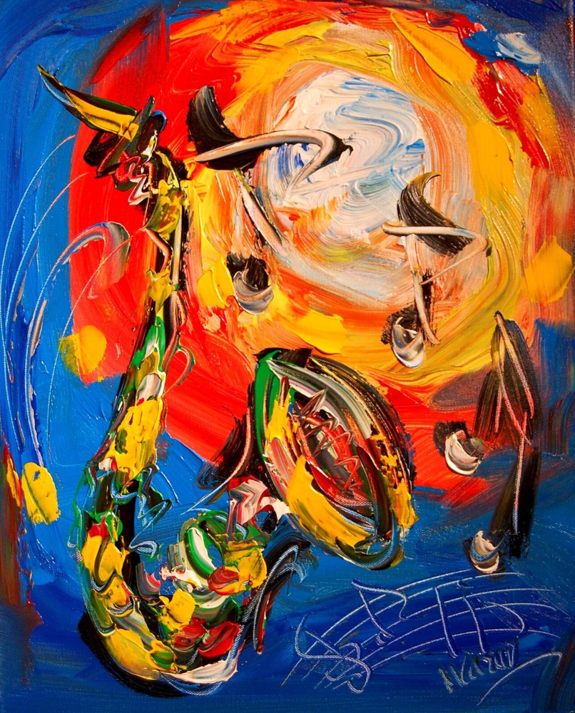 SAXOPHONE   SIGNED  Original Oil Painting on canvas IMPRESSIONIST BYRI432