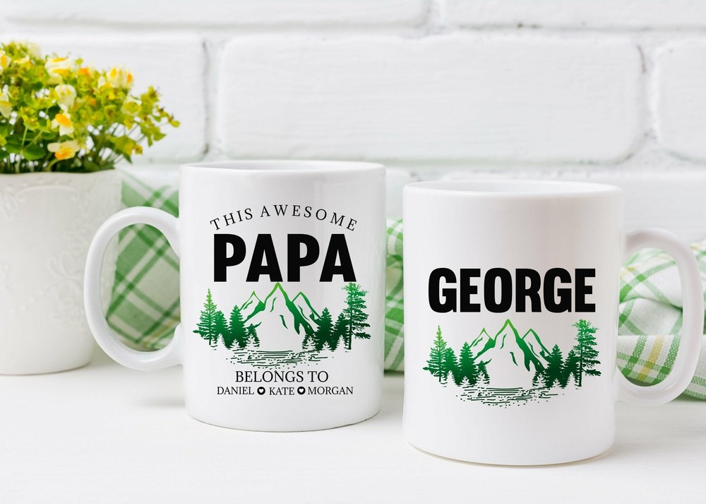 Personalized Papa Coffee Mug L This Papa Belongs To L For Fathers Day Birthday