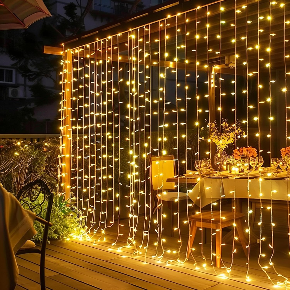 300 LED Curtain Lights, Plug in Fairy Curtain Lights for Bedroom, Christmas Hang