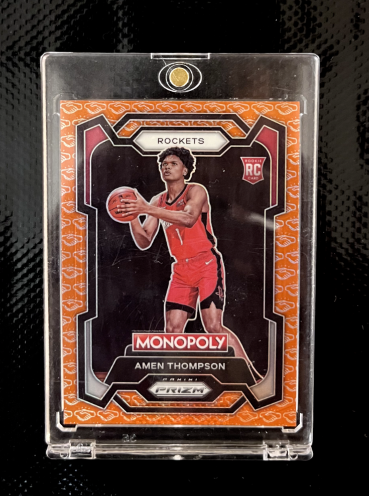 2023-24 Amen Thompson Panini Prizm Monopoly Handshake SSP RC #33 Rockets Rookie