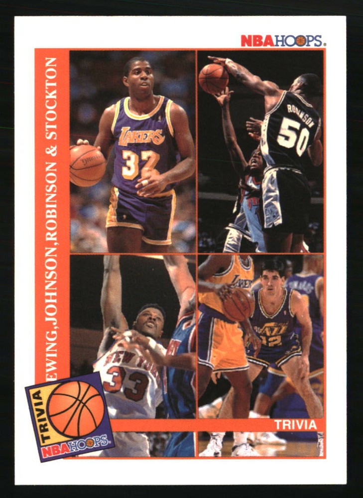 Magic Johnson David Robinson Patrick Ewing John Stockton 1992 Hoops #485 Basketball Card