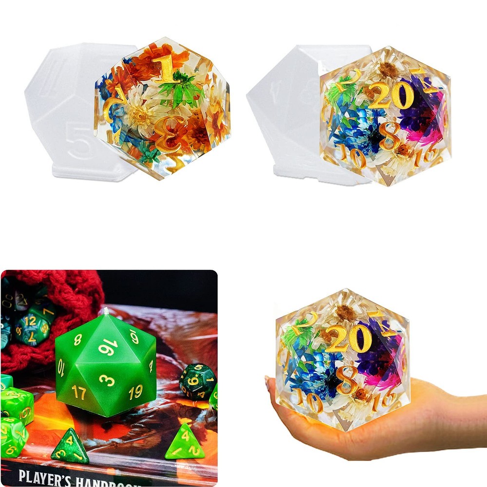 Large Silicone Polyhedral Dice Molds for D20 and D12 Resin Casting