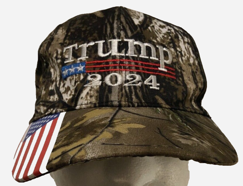 Trump 2024 Camo Campaign USA Flag Donald Cap Hat Unused One Size
