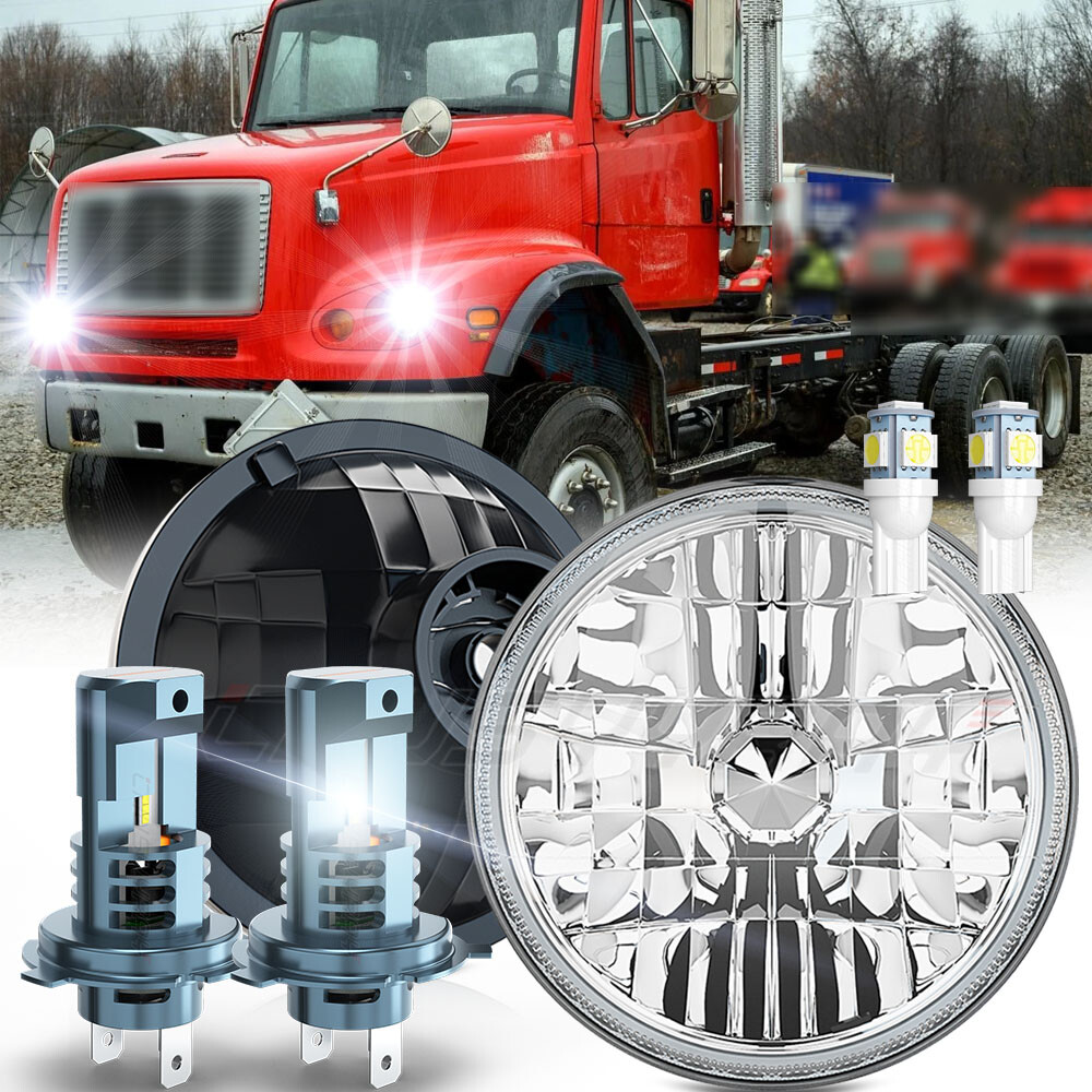 FIT FOR Freightliner FL112 Truck 7inch Round LED Headlights Hi/Lo Sealed Beam