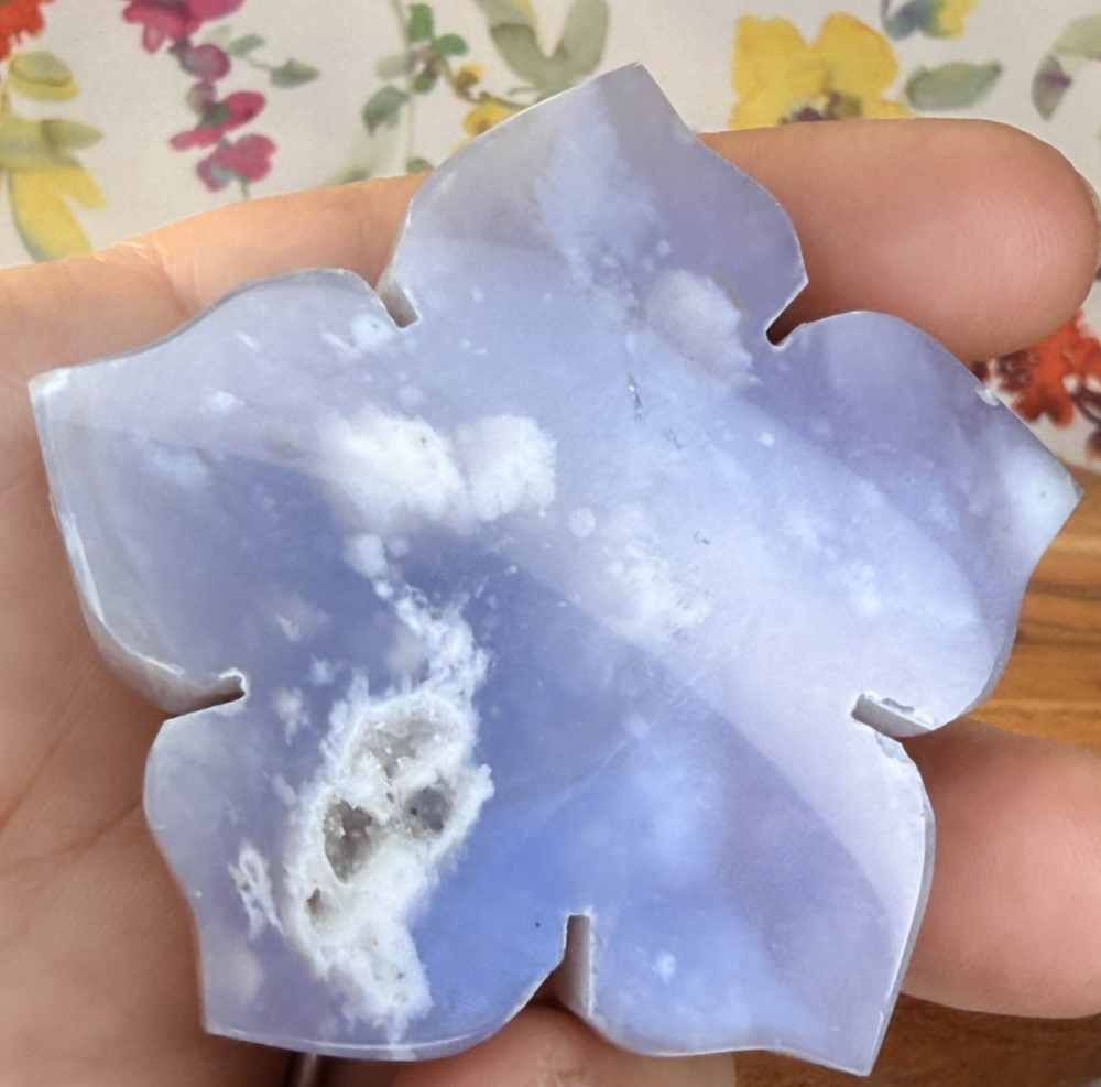 Purple Chalcedony Flower Carving