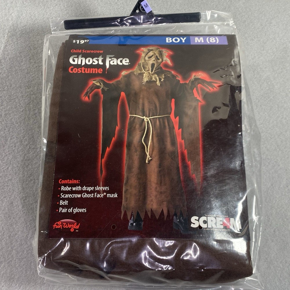 Youth Ghostface Scarecrow Burlap Mask for Halloween Costume Size M (8)