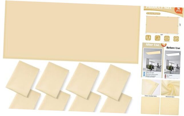 8 Pcs Fluorescent Light Covers - 4 x 2 Feet Light Covers for Warm Yellow