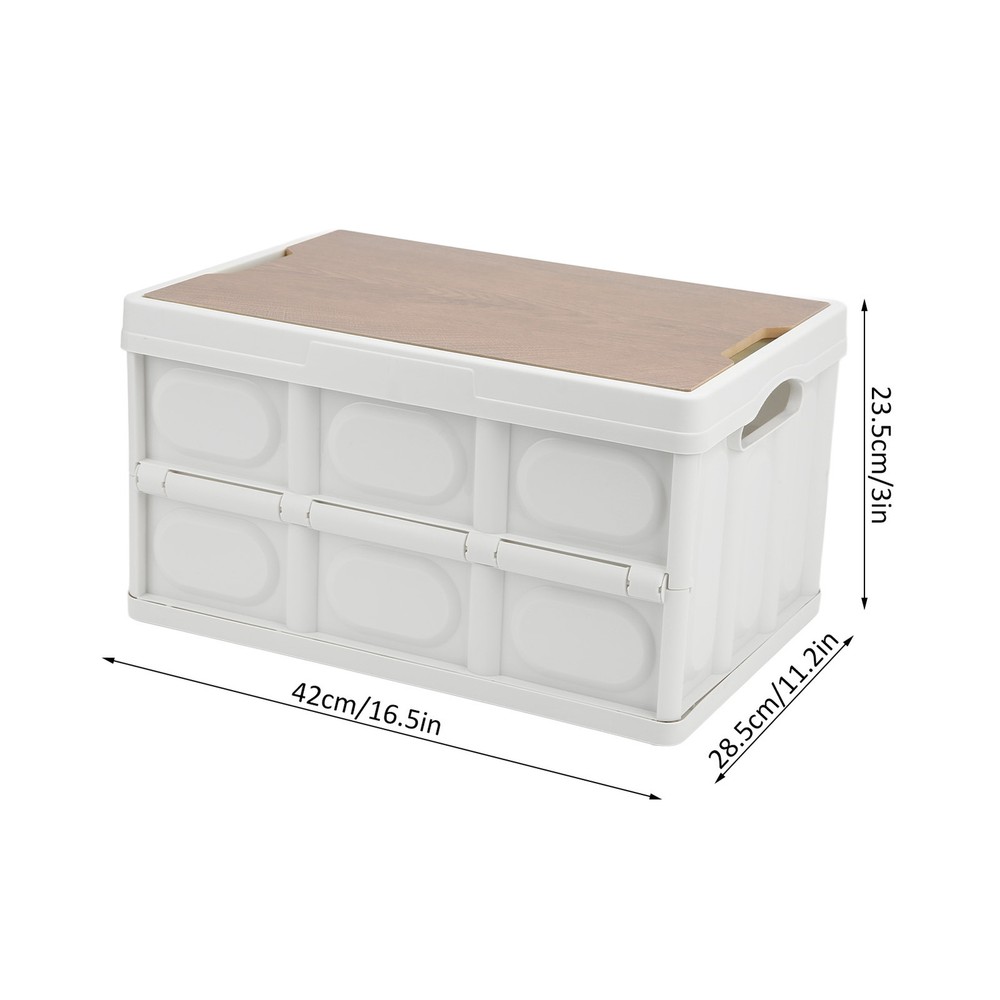 30L White Thickened Portable Outdoor Folding Storage Box with Removable Lid