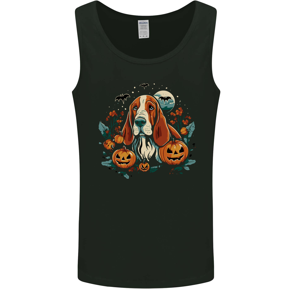 Basset Dog With Pumpkins Halloween Mens Vest Tank Top