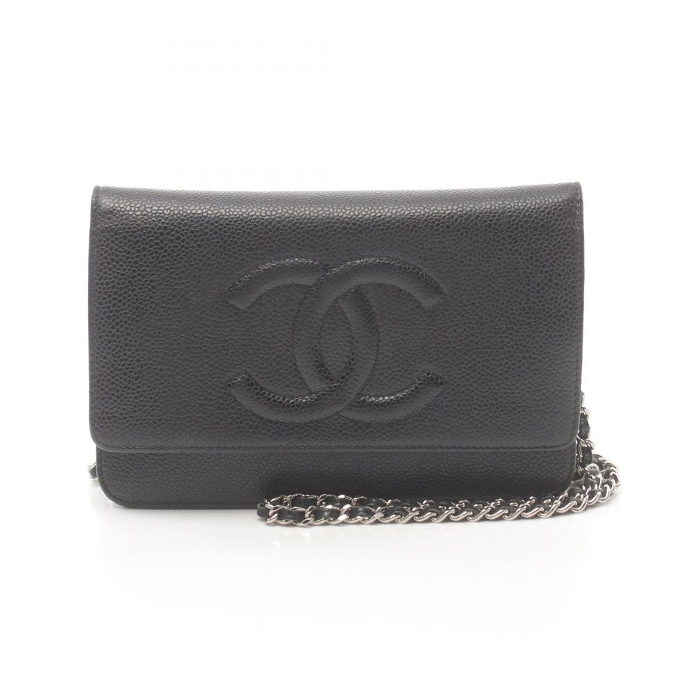 CHANEL COCO Mark Chain Shoulder Bag in Black Grained Calfskin SHW Used
