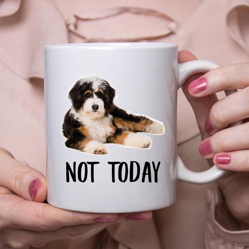 Funny Bernedoodle Mug Not Today Lazy Dog Gift for Dog Moms Coffee Lover
