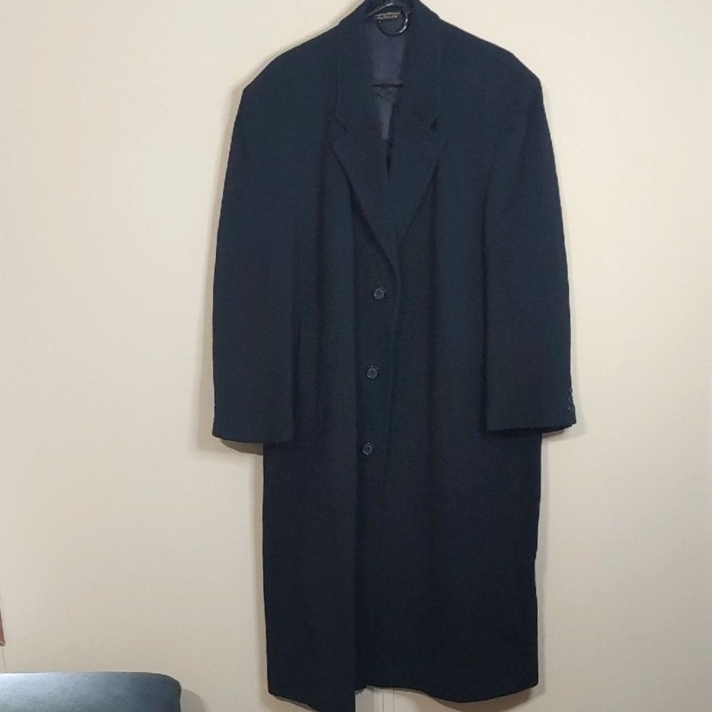 Gianfranco Ruffini Mens Black Cashmere Blend Peacoat Coat
