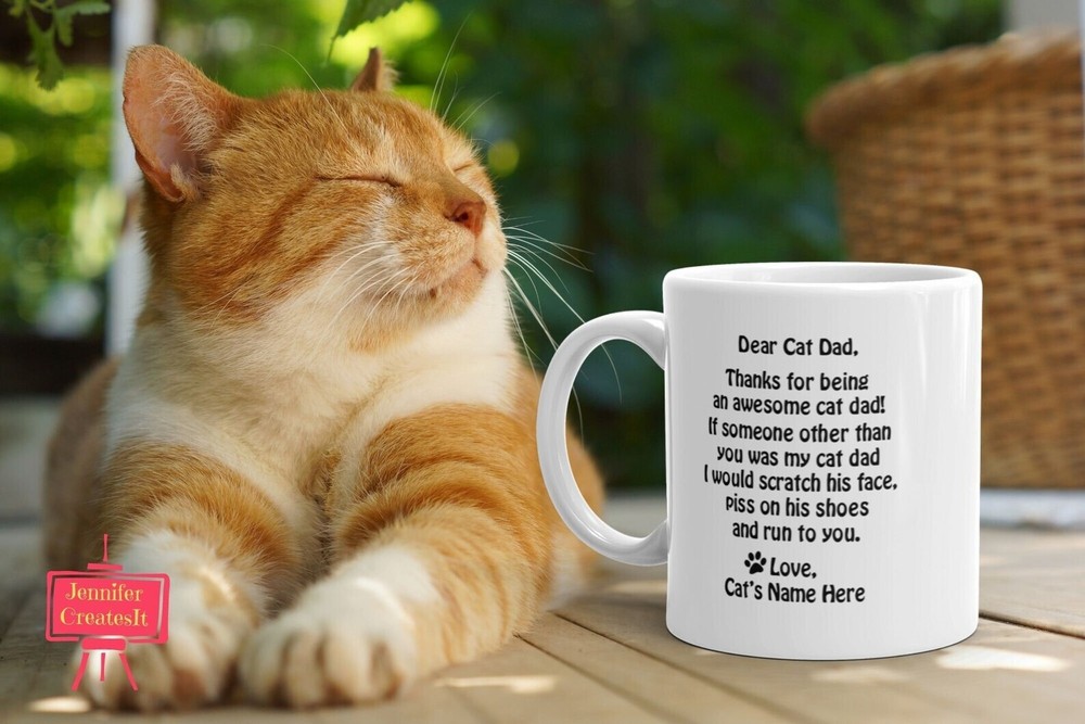 Funny Cat Dad Coffee Mug Custom Name Cat Dad Mug Funny Gift For Cat Dad Best Cat