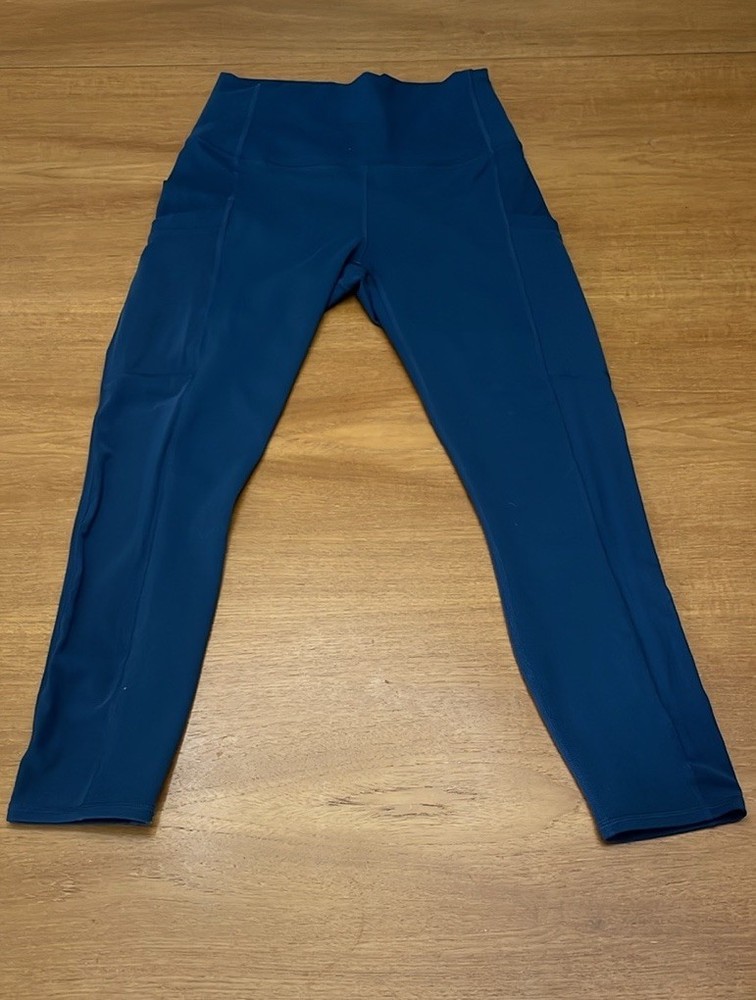 Fabletics Powerhold Leggings with Side Mesh & Pockets in Teal Size S