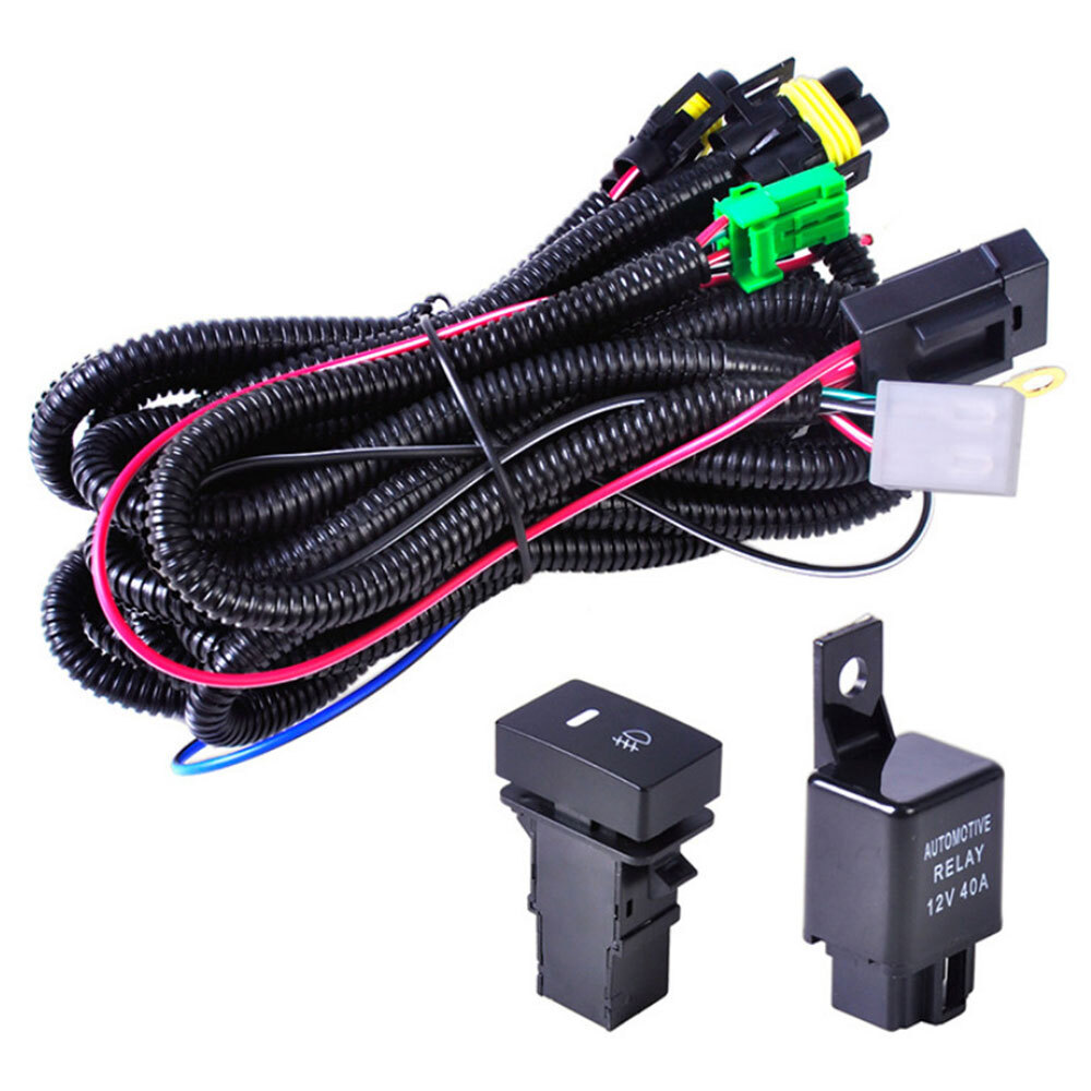 H11 H8 H16 Fog Light Lamps Wiring Harness LED Indicator Switch Kit 12V 40A Relay