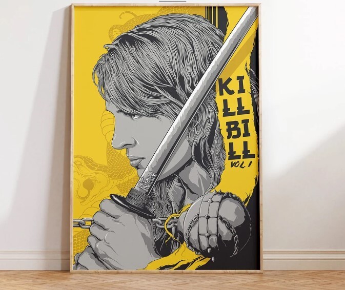 Kill Bill Film Poster, Quentin Tarantino Movie Art Print, Vintage Cinema 8