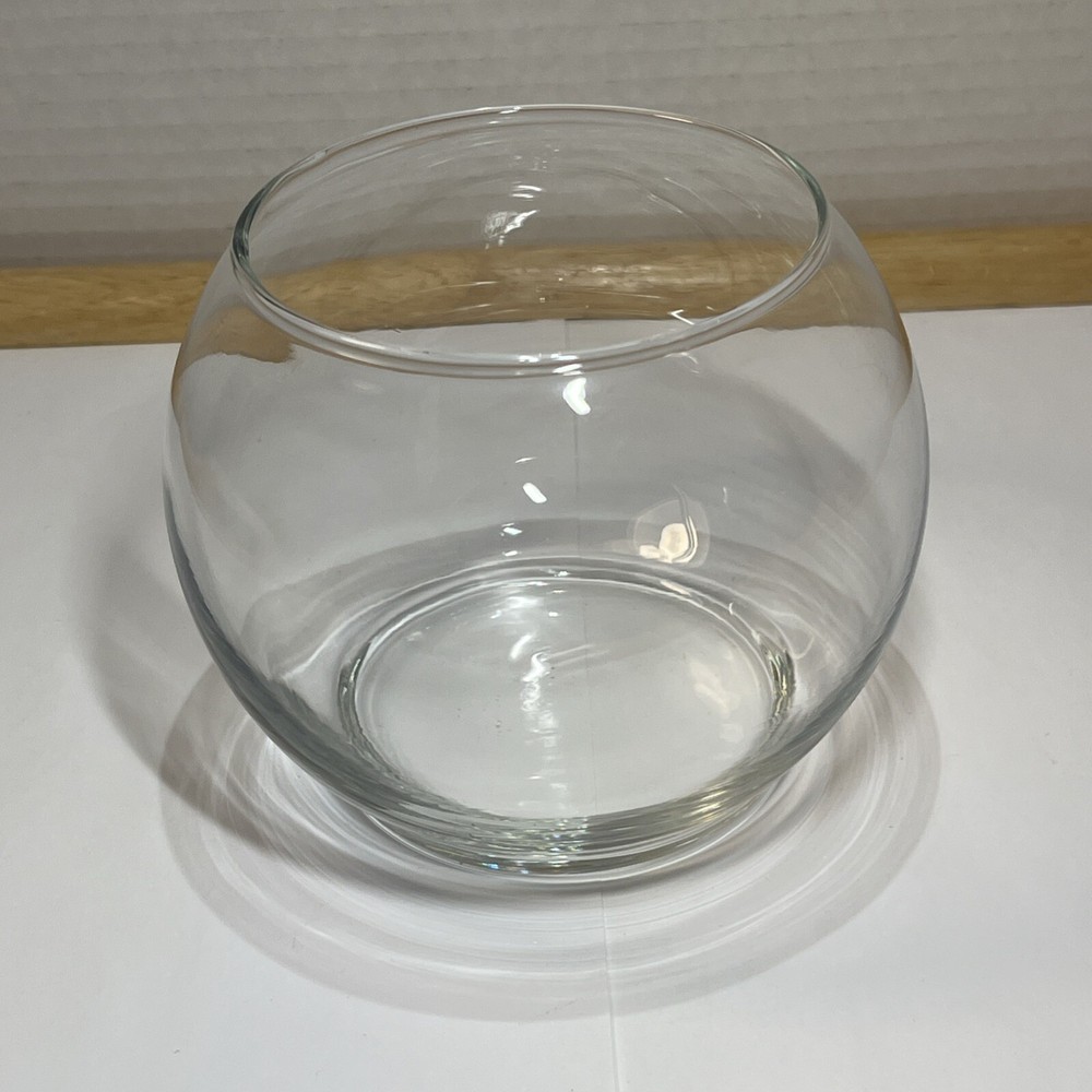 Clear Glass Footed Bubble Bowl Vase 4x3.5 Inch USA Made Mini Fish Bowl