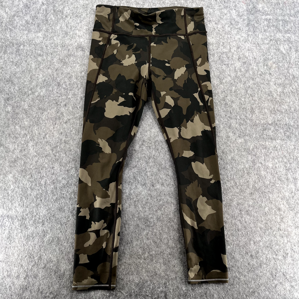 Athleta Run Free Camo 7/8 Tights Arbor Olive Size S Gym