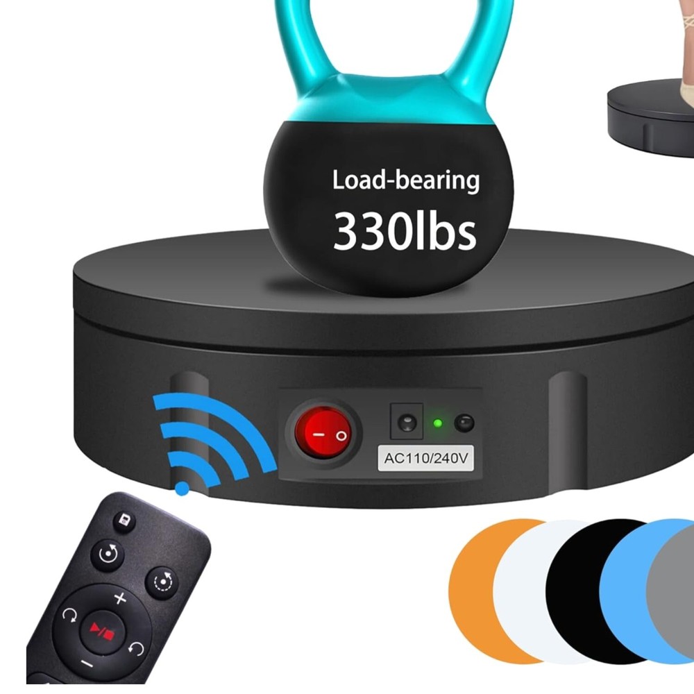 Motorized Photography Turntable with 5 Backdrops Supports 330 lbs