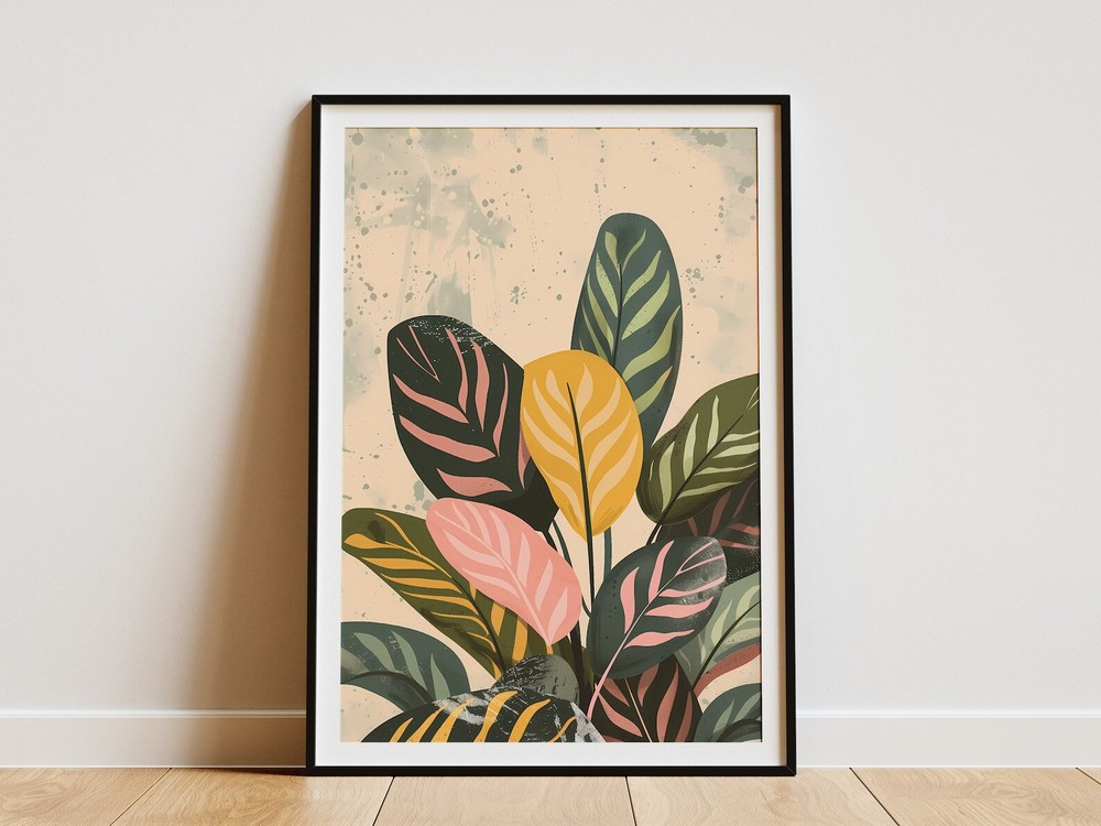 Calathea Leaves Print Boho Tropical Plant Poster Minimalist Wall Art Botanical