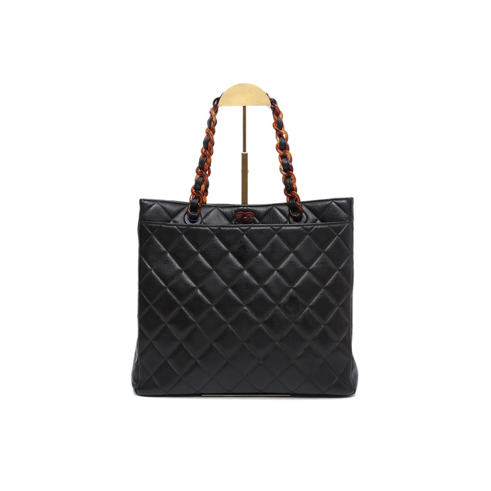 CHANEL Vintage Quilted Tortoiseshell Tote Bag H255028921