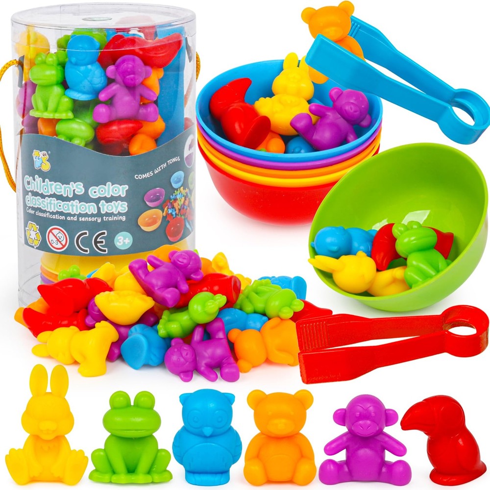 Color Sorting Counting Animals Matching Games for Toddlers 1-3 Montessori Learning Toys