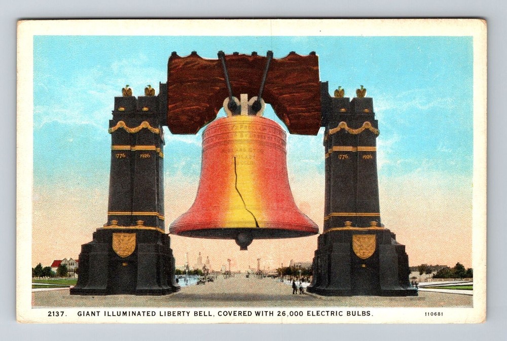 Philadelphia PA-Pennsylvania, Giant Illuminated Liberty Bell, Vintage Postcard