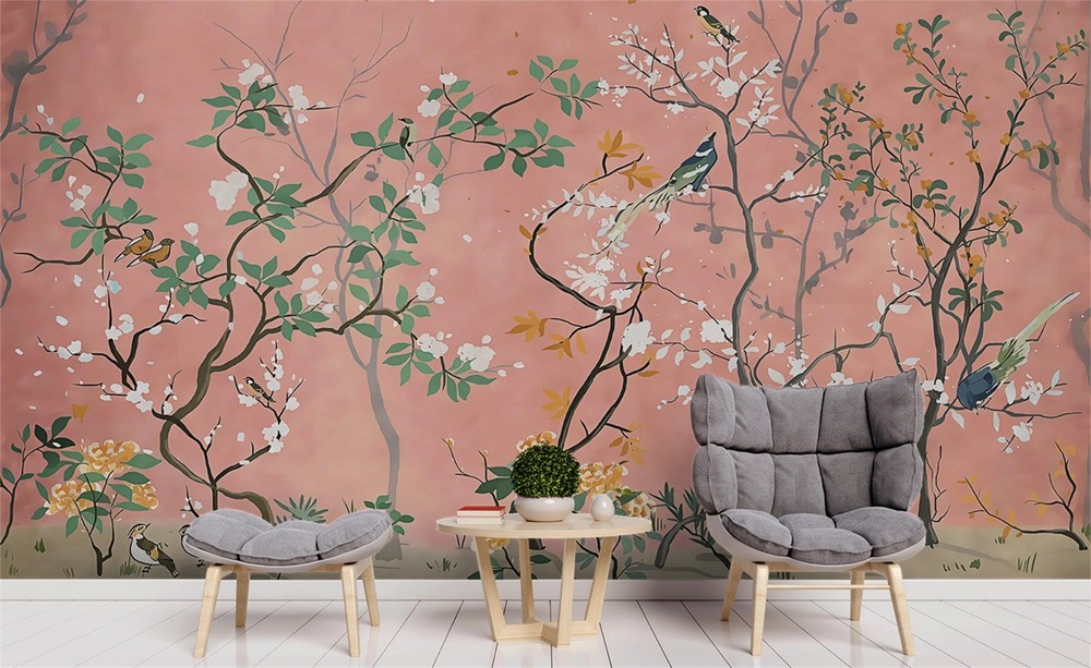 3D Tree Bird Watercolor Wall Murals Wallpaper Murals Wall Sticker
