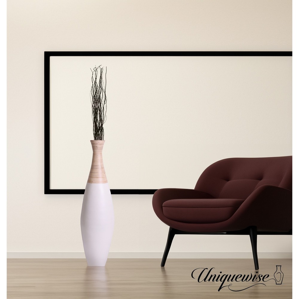 31.5 Inch Tall Spun Bamboo Floor Vase Decorative Large Trumpet Design