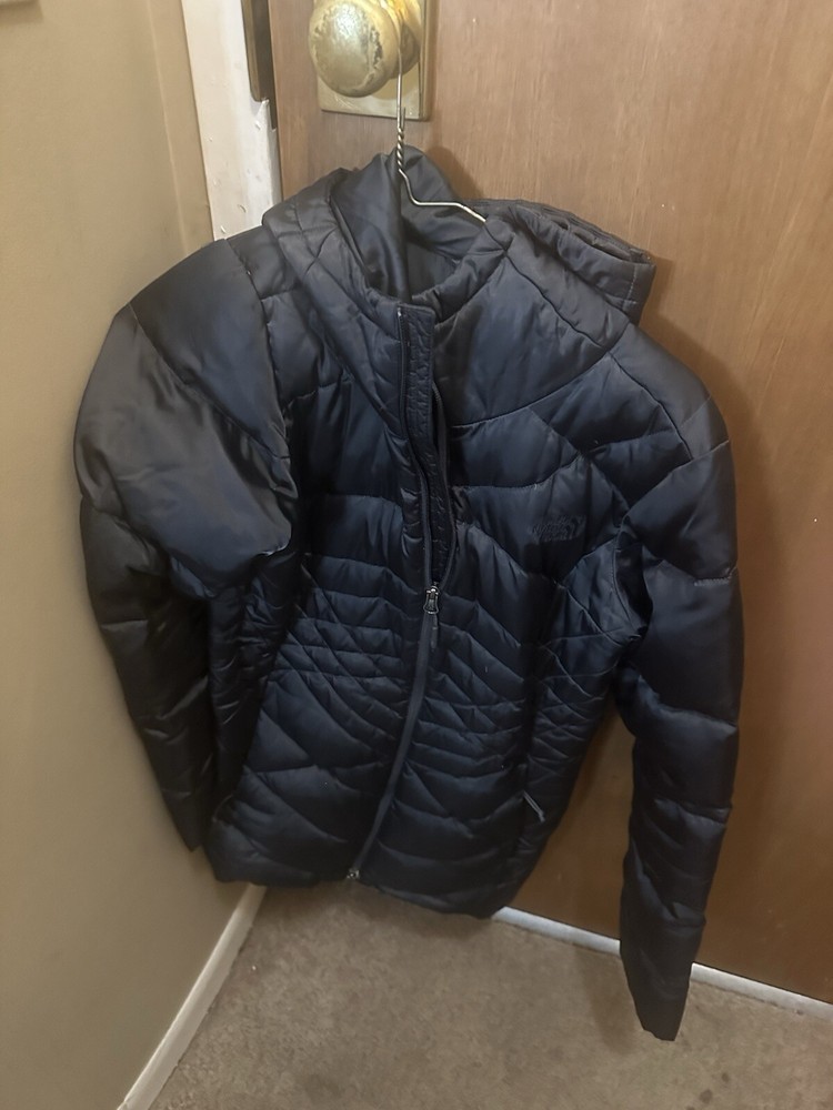 North Face Womens 550 Black Down Hooded Puffer Jacket Size S  