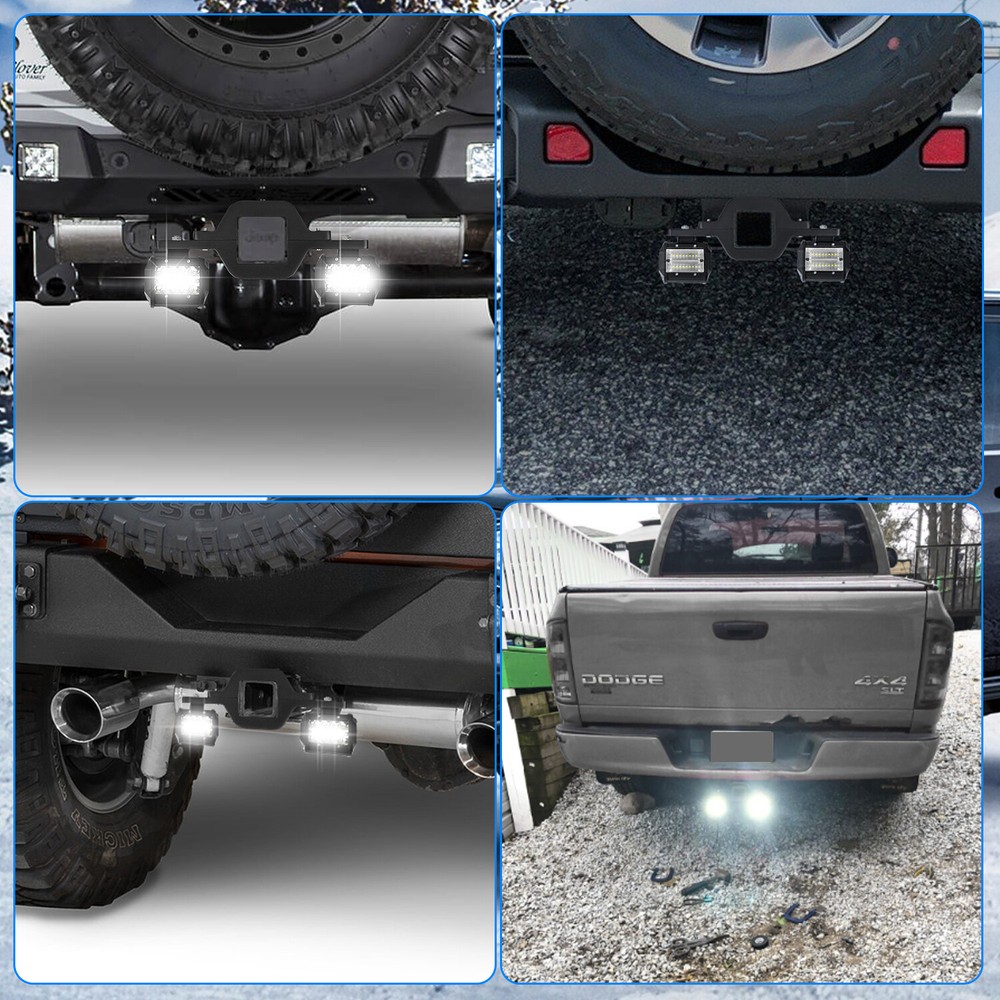 Towing Hitch Mount Brackets with 4 Inch LED Work Light Combo Kit Truck Trailer