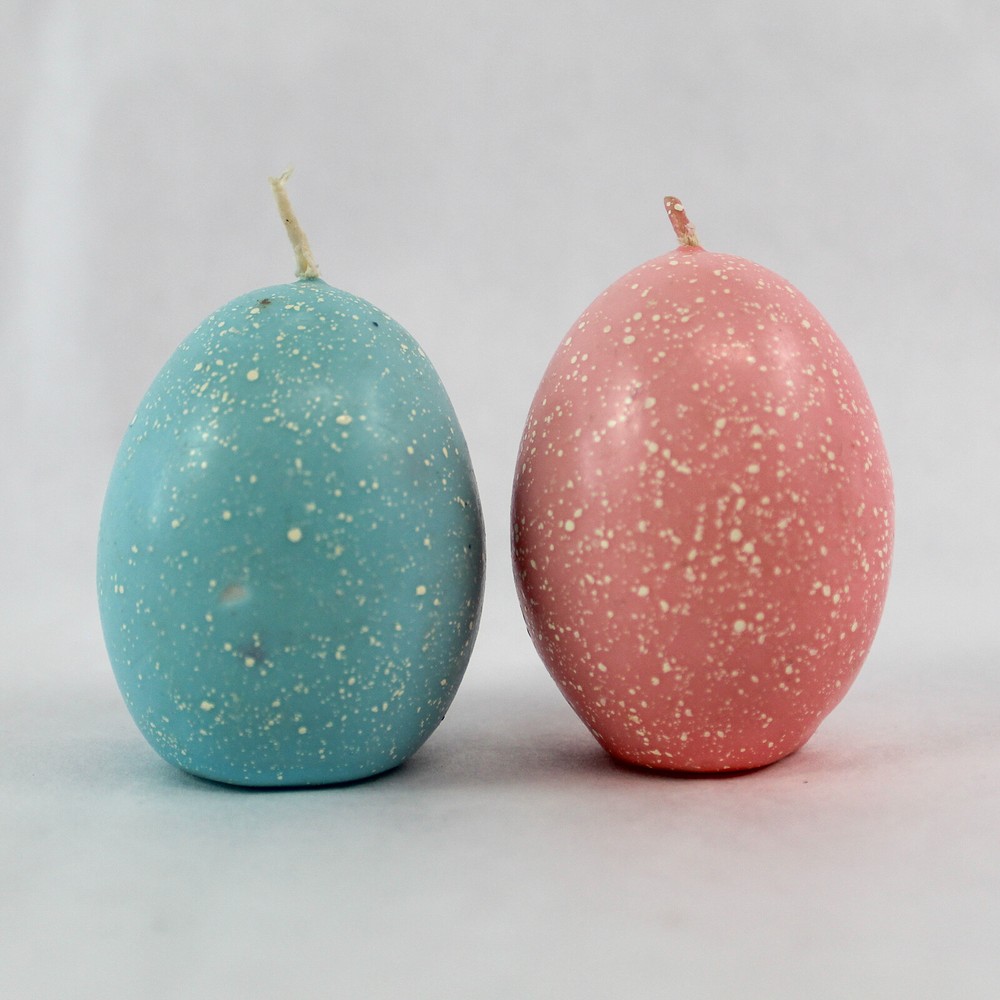 Set of 2 Vintage Blue Pink Easter Egg Candles Midwest Importers Cannon Falls
