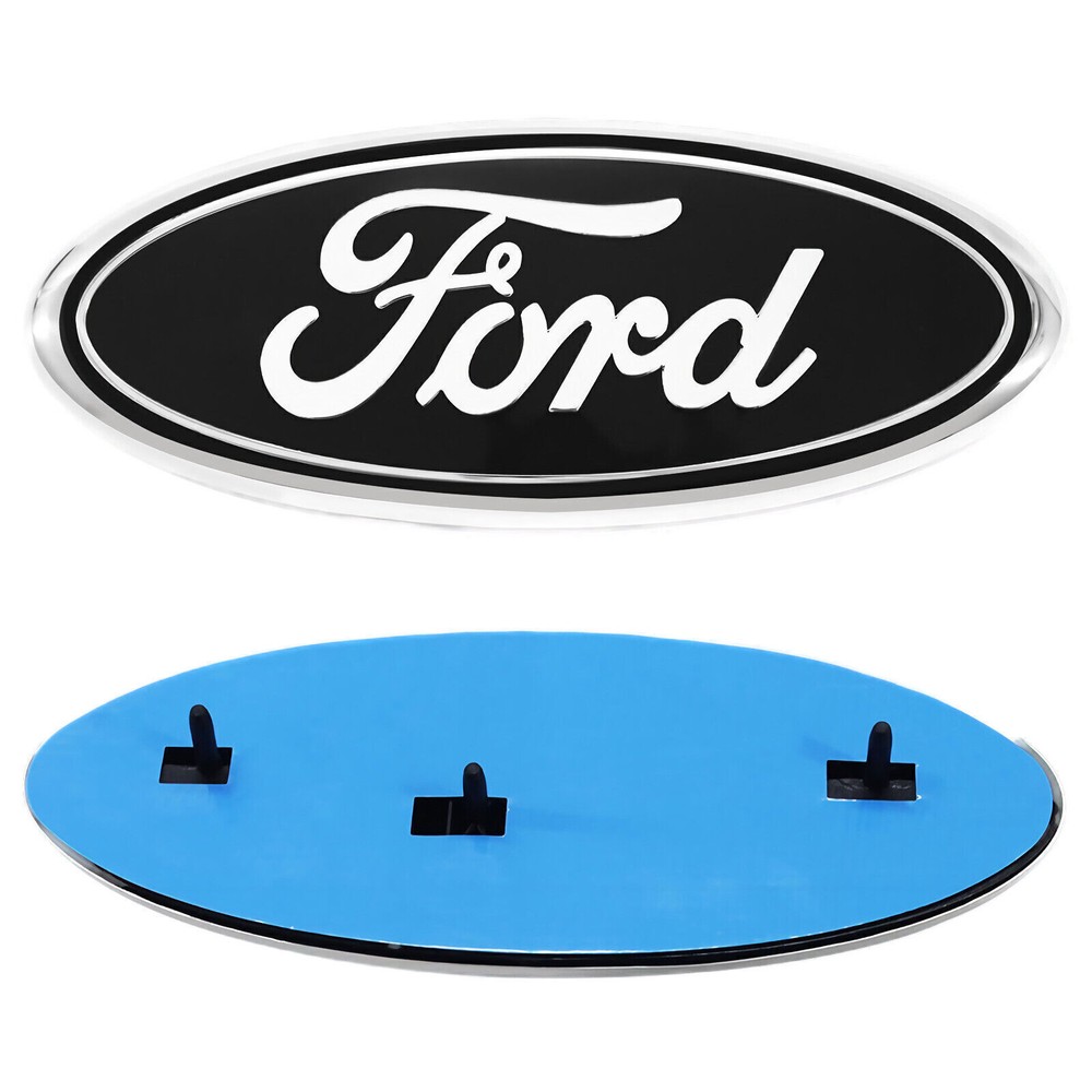 BLACK & CHROME 2005-2014 Ford F150 FRONT GRILLE/ TAILGATE 9 inch Oval Emblem 1X