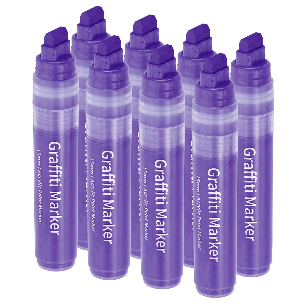 8 Pcs Graffiti Markers, 15mm Purple Poster Markers Thick Acrylic Paint Pen