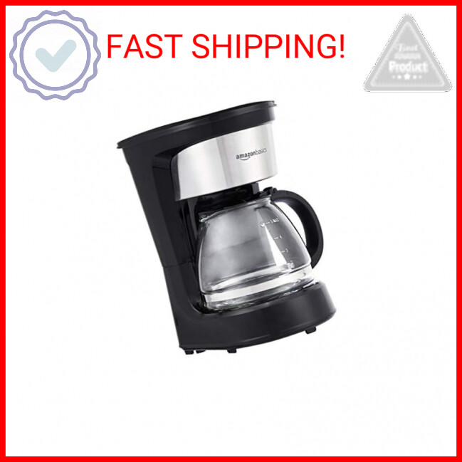 Amazon Basics 5-Cup Coffee Maker with Reusable Filter for Fresh Brewed Coffee