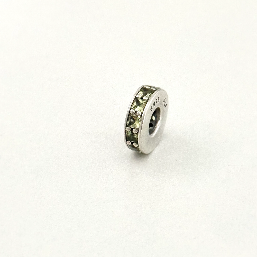 Pandora Sterling Silver Eternity Spacer Olive Green Crystal Bead Charm
