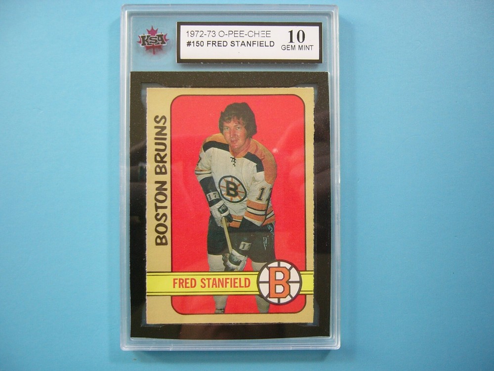 1972/73 O-PEE-CHEE NHL HOCKEY CARD #150 FRED STANFIELD KSA 10 GEM MT SHARP+ OPC