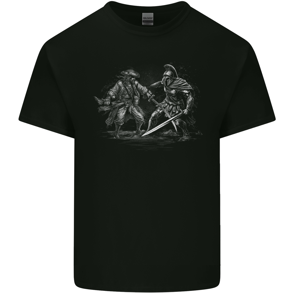 Spartan vs Pirate Warrior Gym MMA Roman Mens Cotton T-Shirt Tee Top