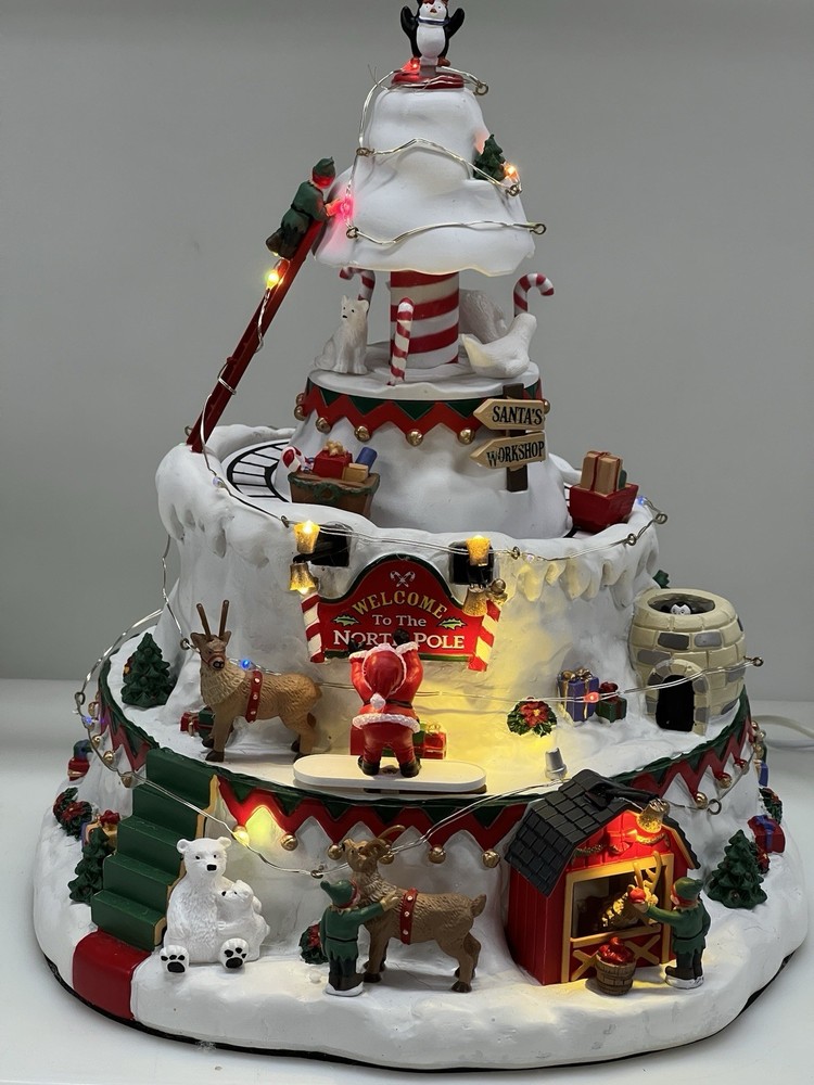Lemax North Pole Tower Christmas Village Piece with Lights Music Retired 2018 Excellent Condition