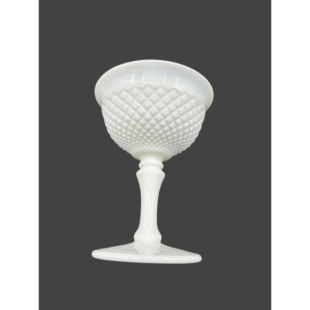 Vintage 1950s Westmoreland English Hobnail Milk Glass Footed Sherbet 4.75 Inch