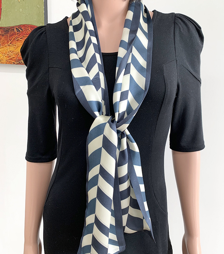100% Silk Mulberry Interleaved Print Scarf 150x16cm Shawl Bandanna