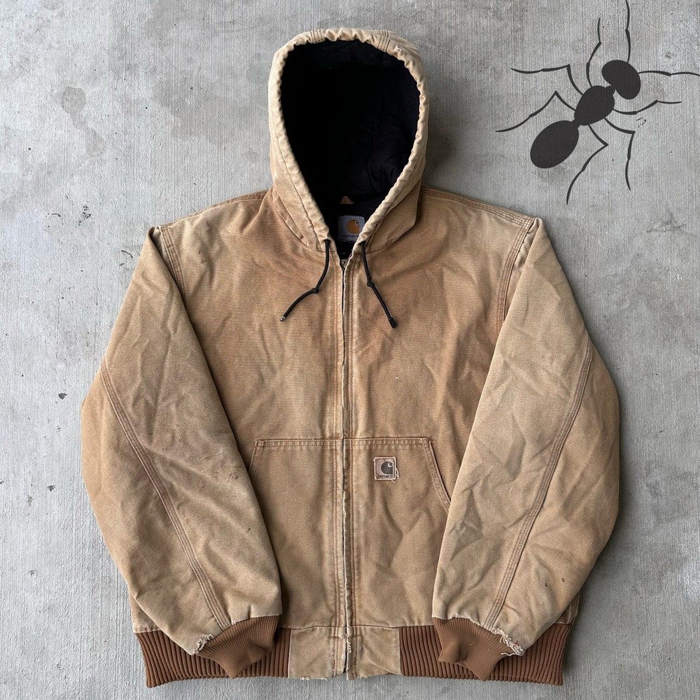 Vintage Y2K Carhartt brown hooded work jacket for men and women
