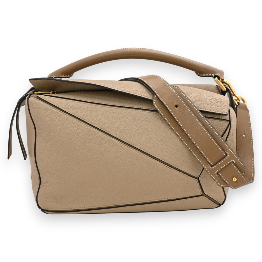 Auth LOEWE Puzzle Bag Medium 2WAY Shoulder Bag Beige lo17175gg