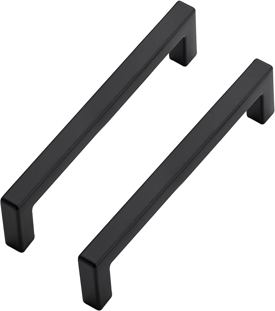 15 Pack Black Slim Square Bar Drawer Handles - Modern Cabinet Pulls for Kitchen Hardware