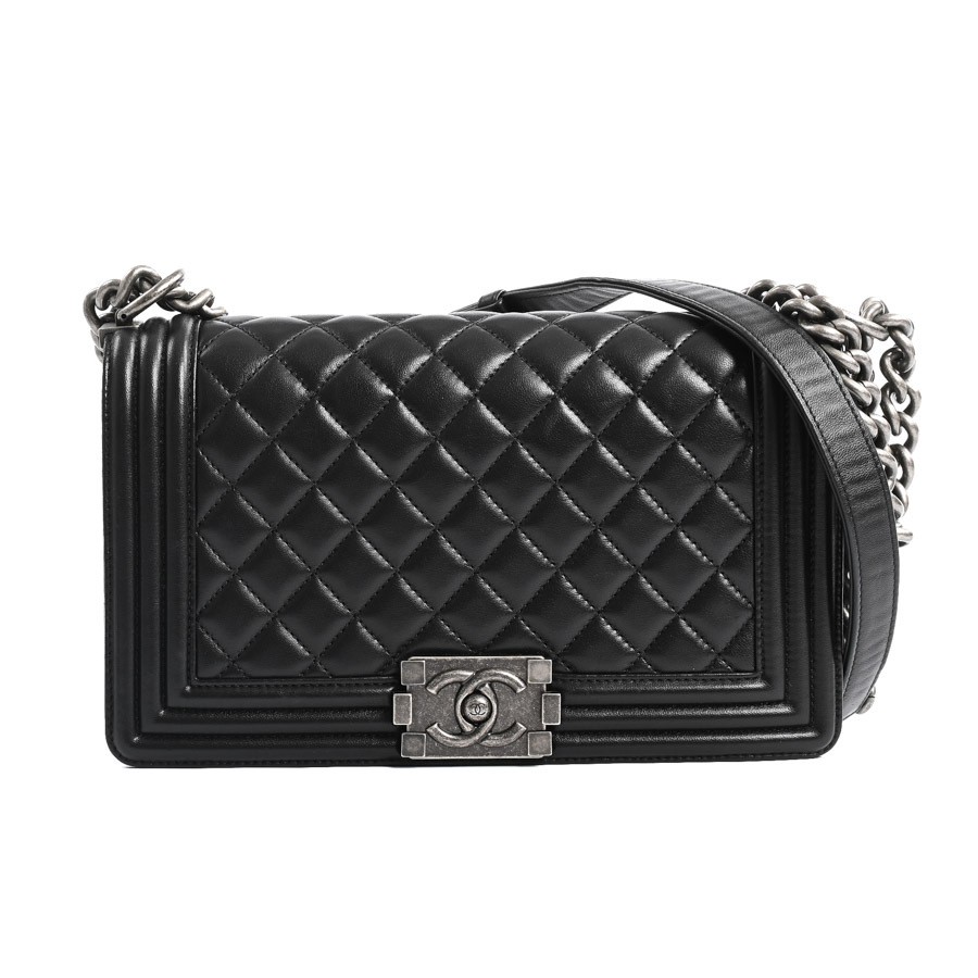 Chanel Boy Chain Shoulder Bag in Black Caviar Leather A67086 A659548