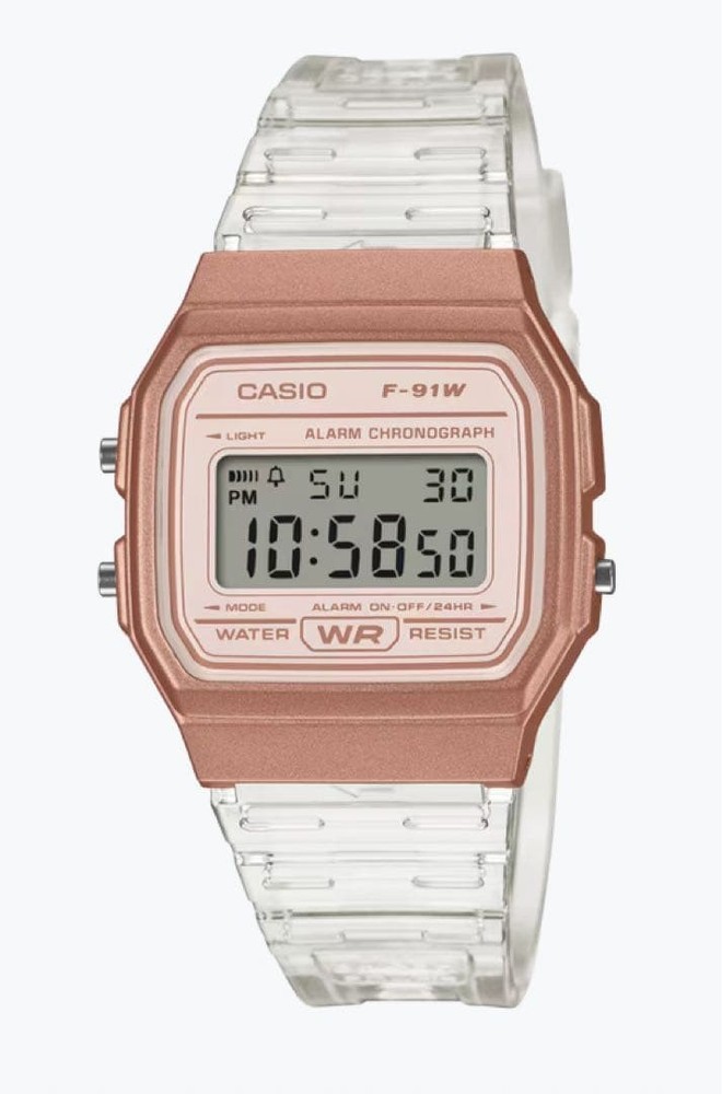 Casio F-91WS-7A3JF Pink Gold Skeleton Digital Watch Unused Japan Reg